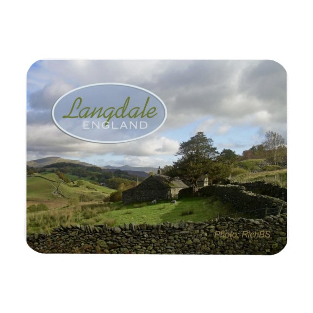 Íman Langdale England Viagem Souvenir Magnet (Horizontal)