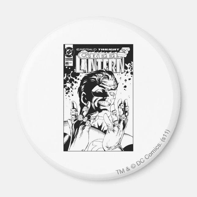 Íman Lanterna Verde - Muitos Anéis, Preto e Branco (Frente)