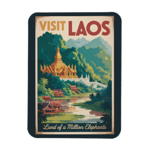 Íman Laos Pha That Luang Ilustração Arte de Viagem