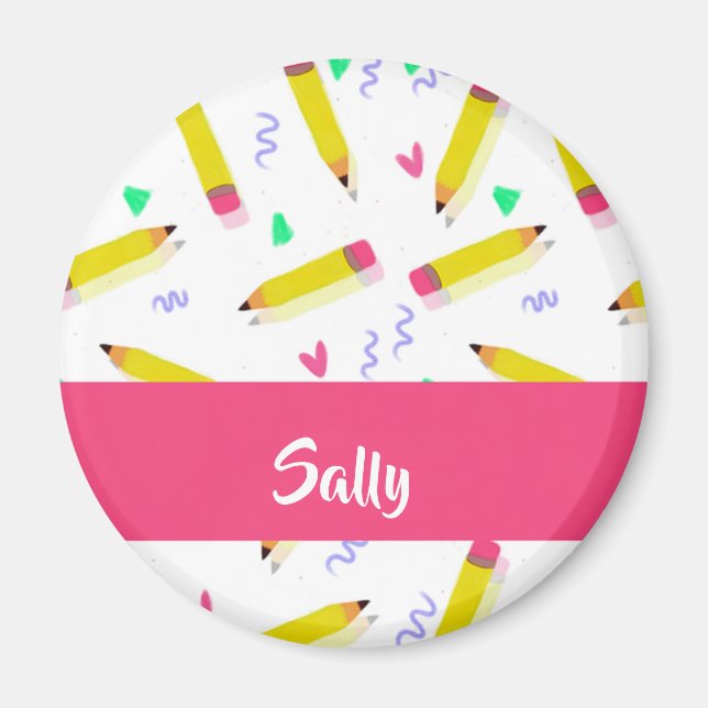 Íman lápis amarelas e escamas brancas (Frente)