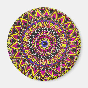 Íman Lápis de Cor Roxo Amarelo Mandala