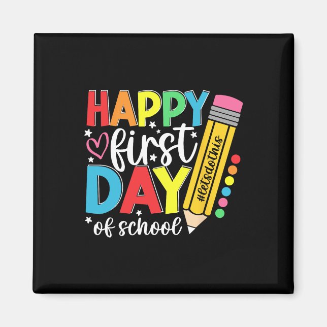 Íman Lápis Feliz Primeiro Dia De Aula Professor Criança (Frente)
