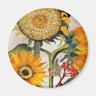 Íman Laranja Amarelo Sorrindo Arte de Girassol