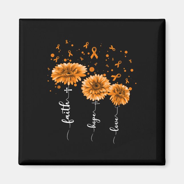 Íman Laranja Daisy Flower Leucemia Consciência (Frente)