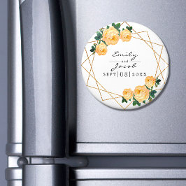 Íman Laranja Floral Wed Elegante Glitter Dourado Geomét