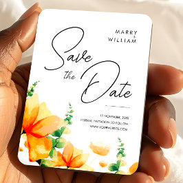 Íman Laranja Moderno Elegante Salve a Data de Casamento