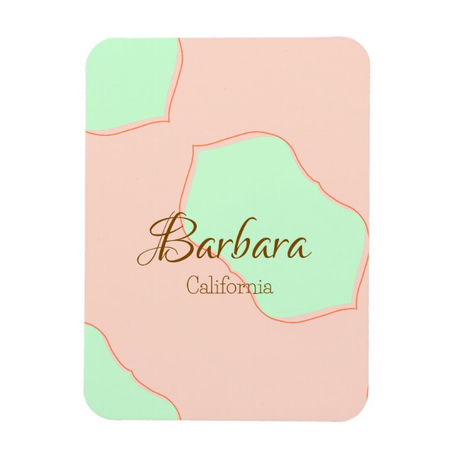 Íman Laranja verde pastel boho adicionar nome lugar rús (Vertical)