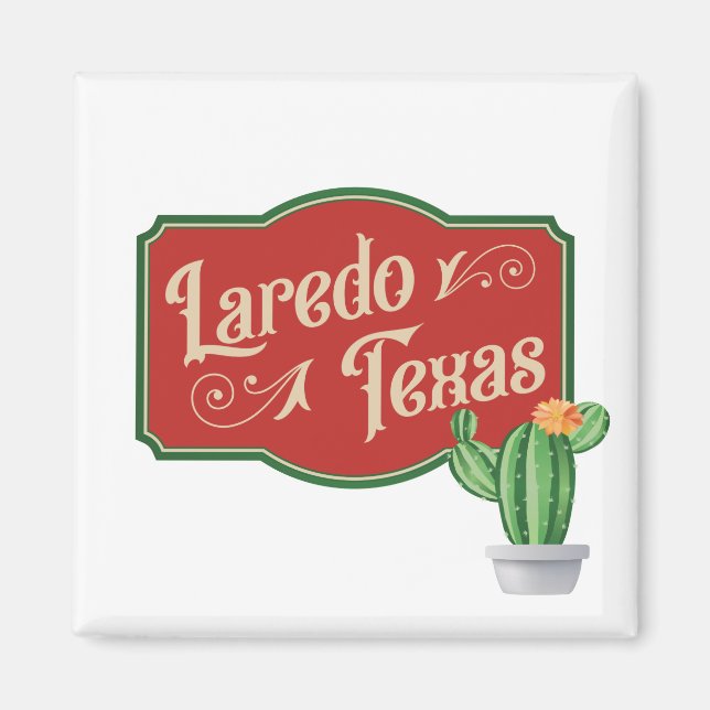 Íman Laredo, Texas Com Cactus De Pear (Frente)