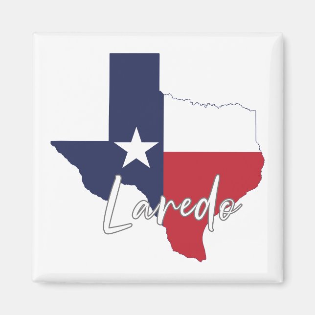 Íman Laredo, Texas Flag Map Magnet (Frente)