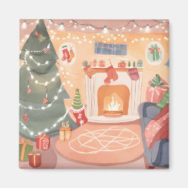 Íman Lareira de Natal em Aquarela