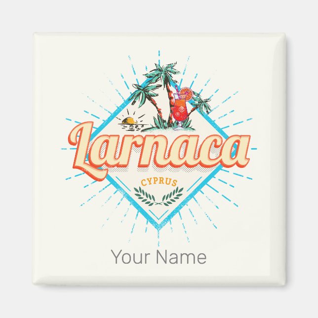 Íman Larnaca Chipre Retro Cocktail Vintage Sunset (Frente)
