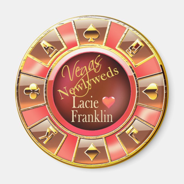 Íman Las Vegas Deluxe Coral Peach Casino Chip Favor (Frente)