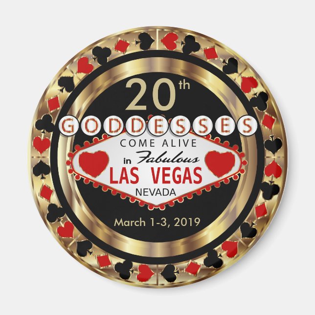 Íman Las Vegas Goddese Poker Chip Design (Frente)