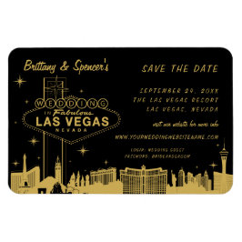 Íman Las Vegas Strip Preto e Dourado Salve a Data
