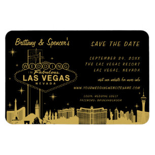 Íman Las Vegas Strip Preto e Dourado Salve a Data