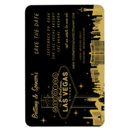 Íman Las Vegas Strip Preto e Dourado Salve a Data