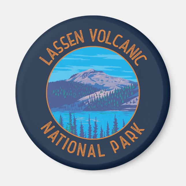 Íman Lassen Volcanic National Park Retro Distress (Frente)