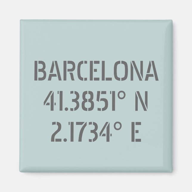 Íman Latitude da Espanha de Barcelona e Longitude (Frente)