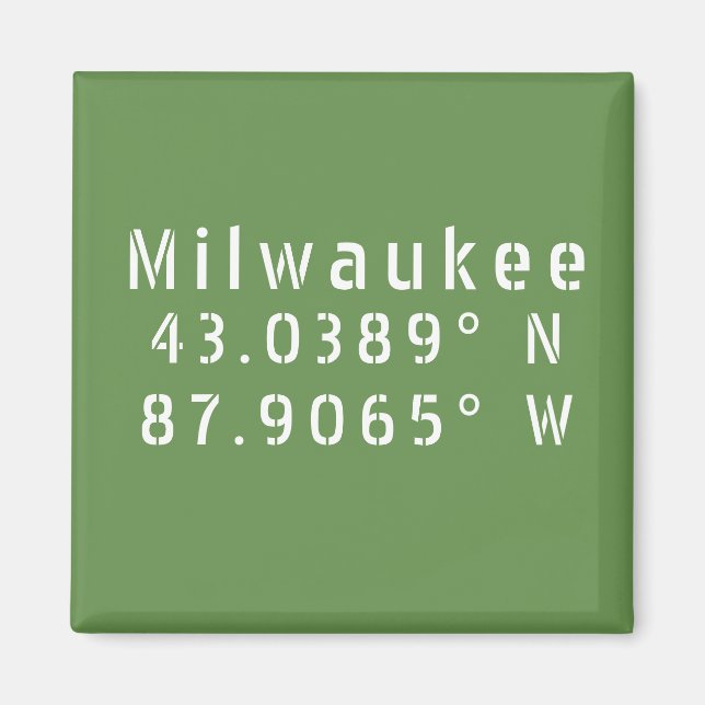 Íman Latitude e Longitude de Milwaukee (Frente)