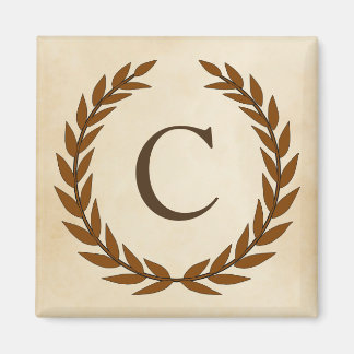 Íman Laurel Wreath em Pergaminho Monograma Inicial C