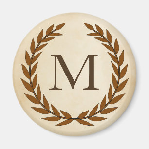 Íman Laurel Wreath em Pergaminho Monograma Inicial M