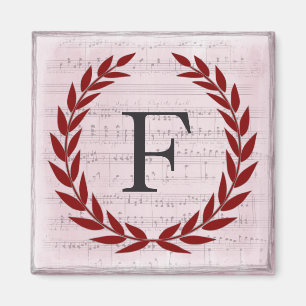 Íman Laurel Wreath Sheet Music Monograma Inicial F