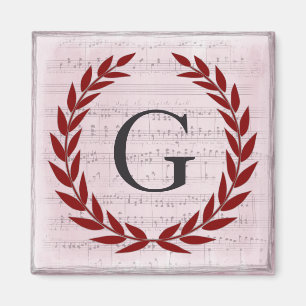 Íman Laurel Wreath Sheet Music Monograma Inicial G