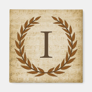 Íman Laurel Wreath Sheet Music Monograma Inicial I
