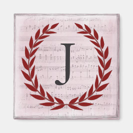 Íman Laurel Wreath Sheet Music Monograma Inicial J
