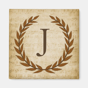 Íman Laurel Wreath Sheet Music Monograma Inicial J