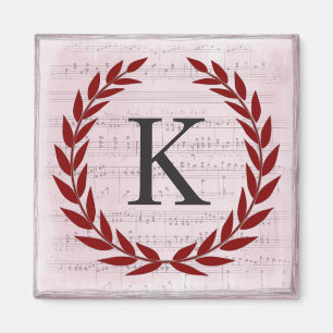Íman Laurel Wreath Sheet Music Monograma Inicial K