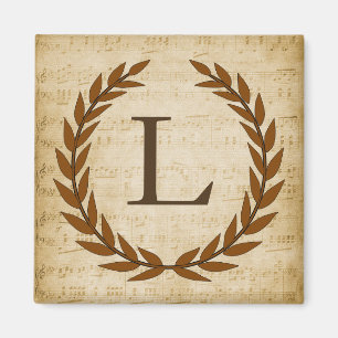 Íman Laurel Wreath Sheet Music Monograma Inicial L