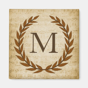 Íman Laurel Wreath Sheet Music Monograma Inicial M