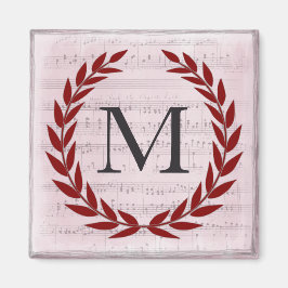 Íman Laurel Wreath Sheet Music Monograma Inicial M
