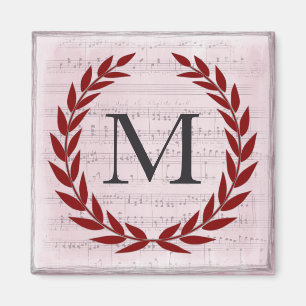 Íman Laurel Wreath Sheet Music Monograma Inicial M
