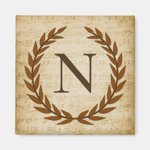 Íman Laurel Wreath Sheet Music Monograma Inicial N