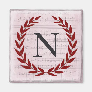 Íman Laurel Wreath Sheet Music Monograma Inicial N