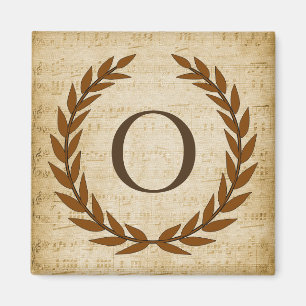 Íman Laurel Wreath Sheet Music Monograma Inicial O