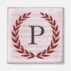 Íman Laurel Wreath Sheet Music Monograma Inicial P