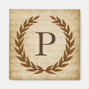 Íman Laurel Wreath Sheet Music Monograma Inicial P