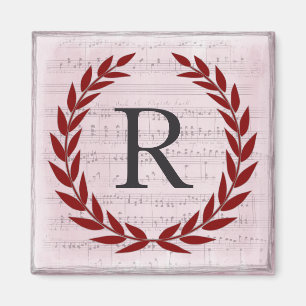 Íman Laurel Wreath Sheet Music Monograma Inicial R