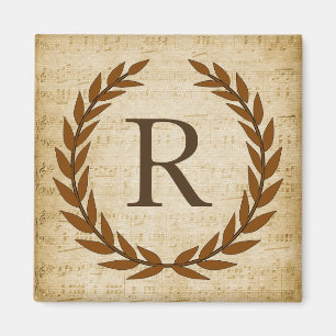 Íman Laurel Wreath Sheet Music Monograma Inicial R