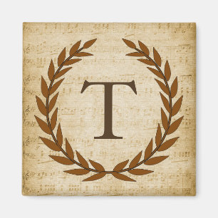 Íman Laurel Wreath Sheet Music Monograma Inicial T