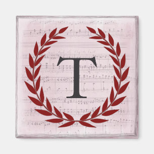 Íman Laurel Wreath Sheet Music Monograma Inicial T