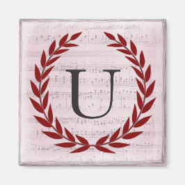 Íman Laurel Wreath Sheet Music Monograma Inicial U