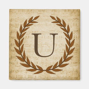 Íman Laurel Wreath Sheet Music Monograma Inicial U