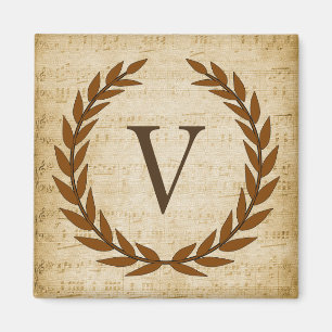 Íman Laurel Wreath Sheet Music Monograma Inicial V