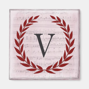 Íman Laurel Wreath Sheet Music Monograma Inicial V