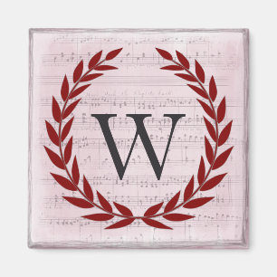 Íman Laurel Wreath Sheet Music Monograma Inicial W