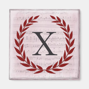 Íman Laurel Wreath Sheet Music Monograma Inicial X